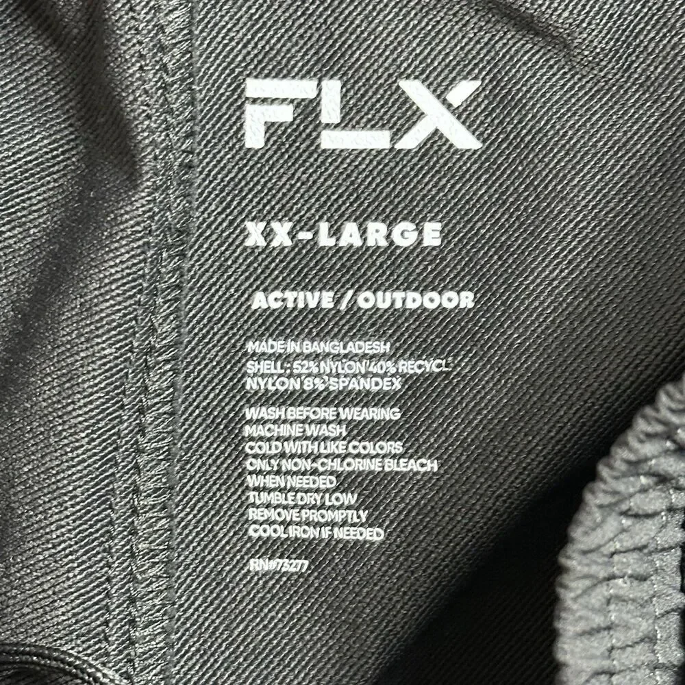 FLX Mens XXL Athletic Shorts Black Elastic Waist Active Outdoor Drawstring NWOT